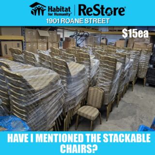 Northside ReStore says hey! Come on out and get a six pack of stackable chairs and whatever else strikes your fancy! Your purchases are building homes in our community I tell ya what! 🎉#rvanorthside #rvathrifting #rvadonates