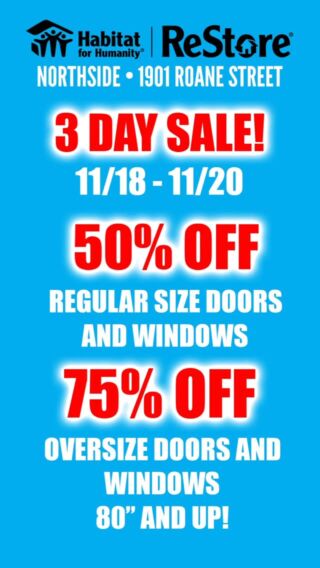 Good morning! Do you need door or windows? Our Northside ReStore has doors and windows! Come on out and shop for a great cause! Thank you!

#rva #rvanorthside #rvathrifting